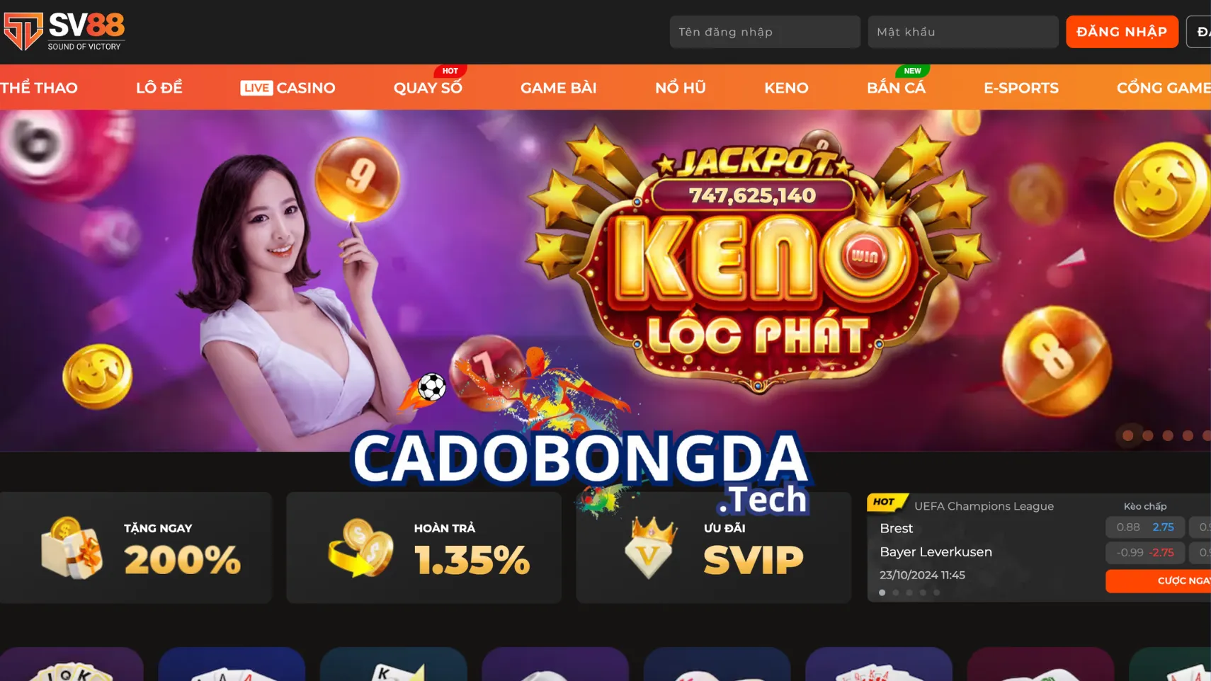 Trang web cá độ bóng đá SV88 uy tín và đáng tin cậy